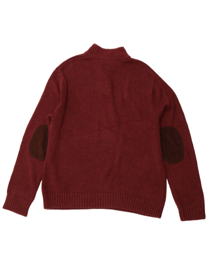 CHAPS Herre Button Neck Jumper Sweater XL Maroon Bomuld