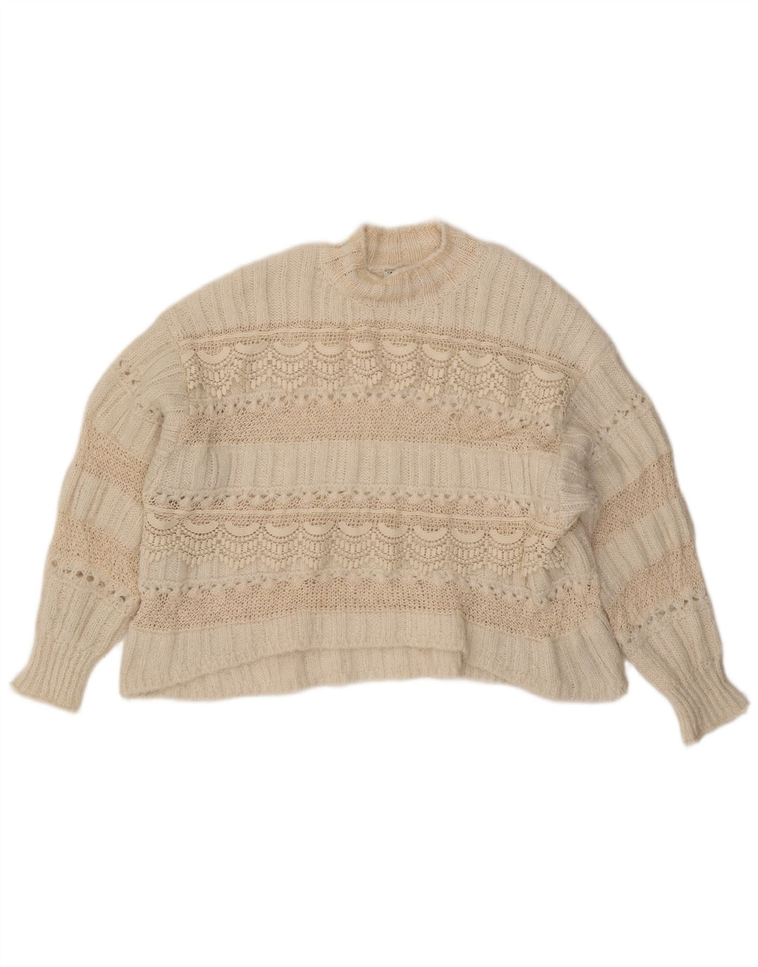 ZARA Womens Oversized Turtle Neck Jumper Sweater UK 10 Small Off White