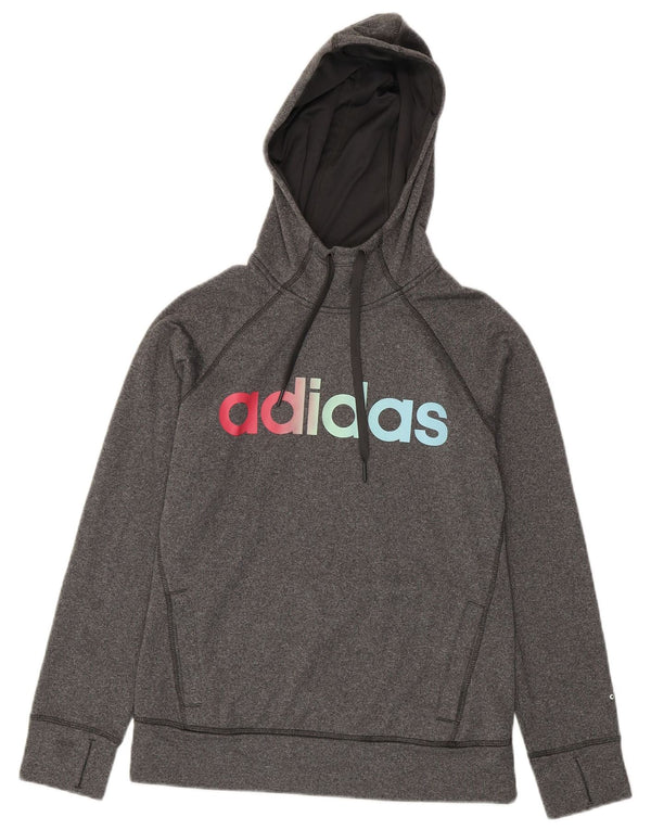 Adidas Dame Climawarm Grafisk Hættetrøje Jumper UK 8/10 Small Grey Polyester