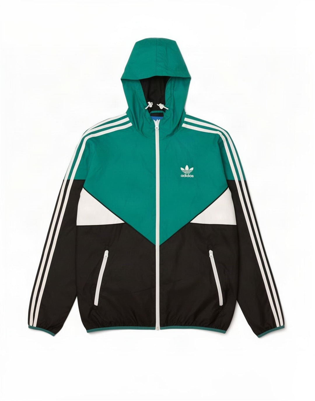 Adidas Regnjakke med hætte til mænd UK 36 Small Green Colourblock Polyester