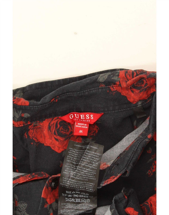 Guess herreskjorte medium sort blomstret bomuld