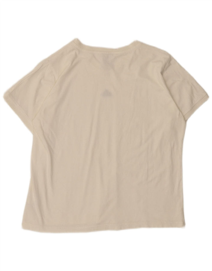 Adidas Dame T-Shirt Top UK 16 Stor Hvid Bomuld