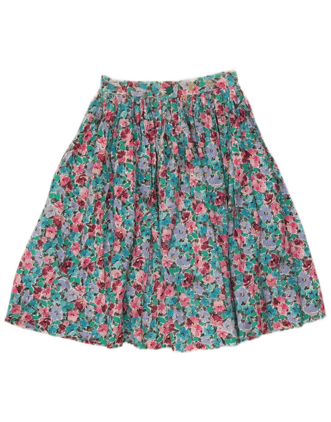 Vintage Kvinders Flared Skirt W30 Medium Multicolored Floral