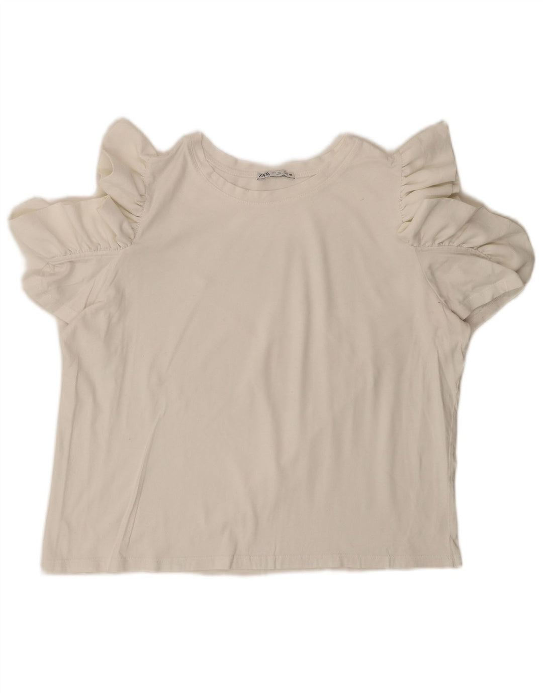 Zara Womens Crop Bluse Top UK 16 Large White