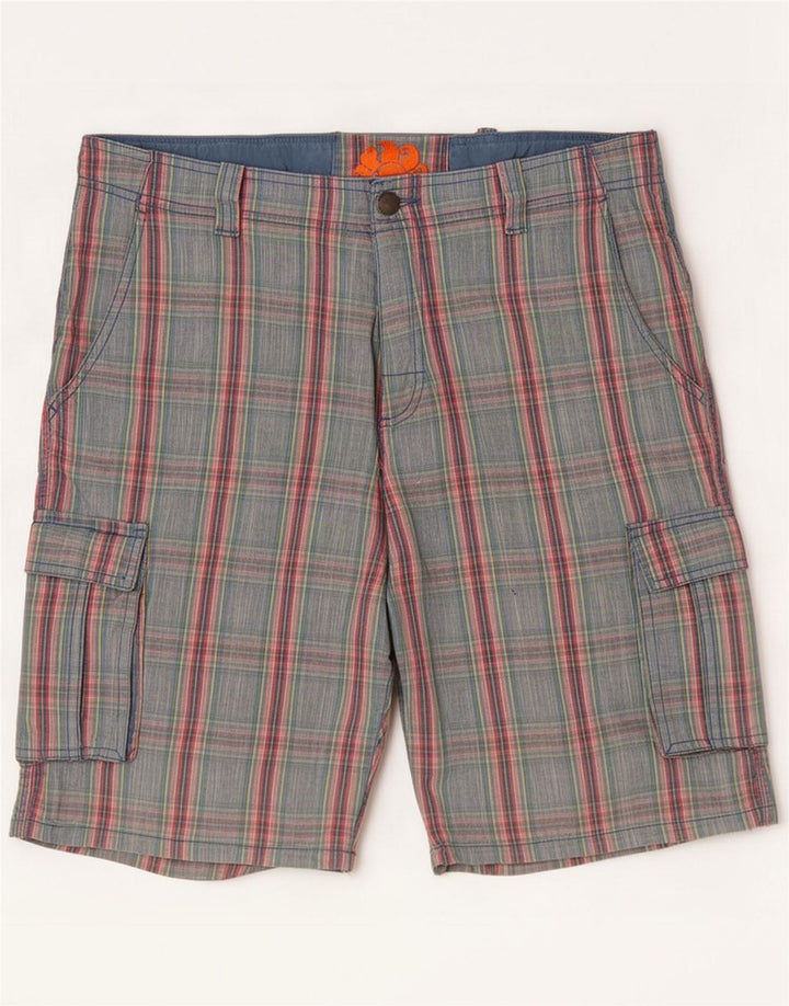 Sundek Herre Cargo Shorts Medium W33 Blå Ternet Bomuld