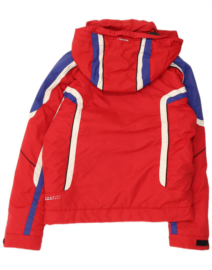Brugi Skijakke med hætte til mænd UK 36 Lille rød farveblok polyamid