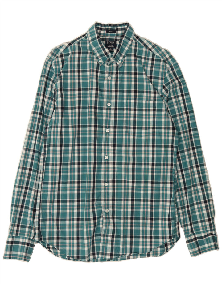 J. CREW Mens Flex Slim Shirt Medium Green Check Cotton Vintage J. Crew and Second-Hand J. Crew from Messina Hembry 