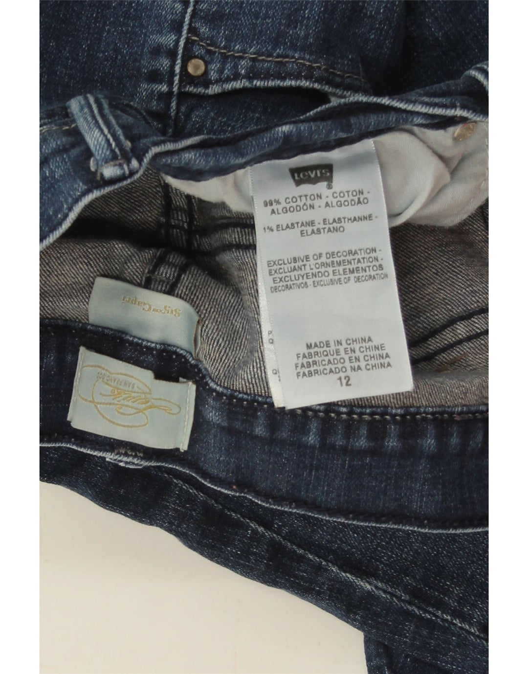 LEVI'S Dame Capri Jeans US 12 Large W32 L19 Marineblå Bomuld