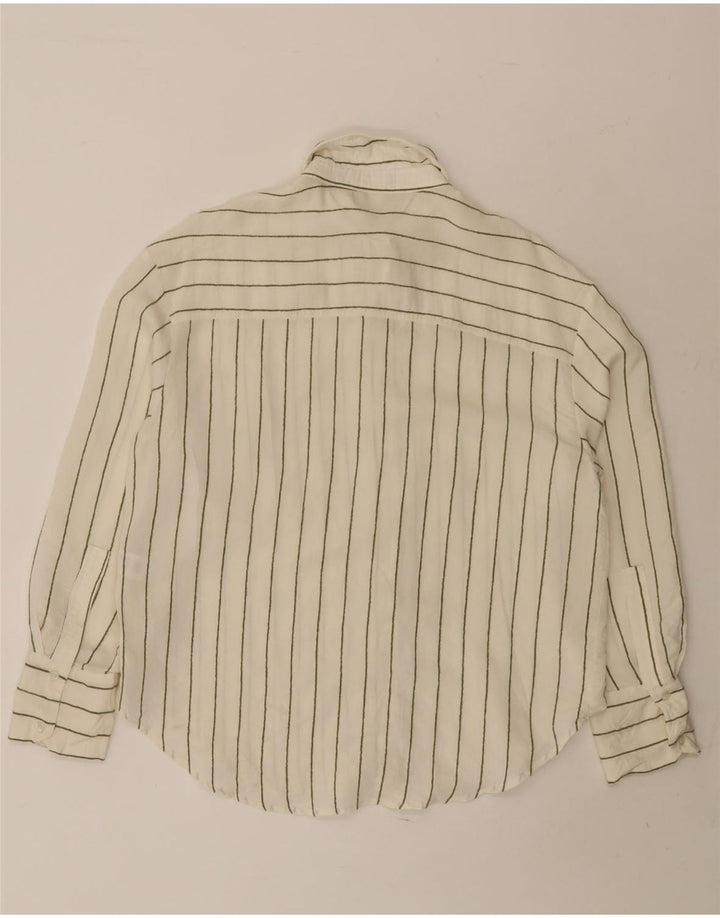 ZARA Oversized skjorte til kvinder UK 10 Lille hvid stribet Modal
