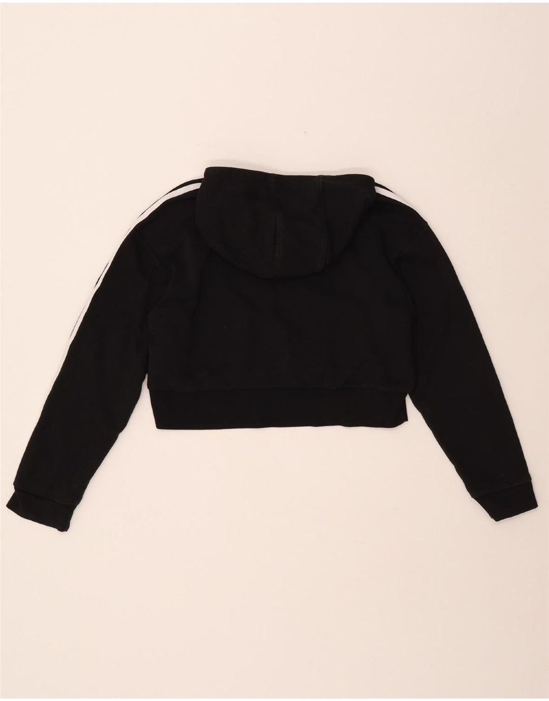 ADIDAS Piger Crop Grafisk Hoodie Jumper 11-12 År Sort Bomuld