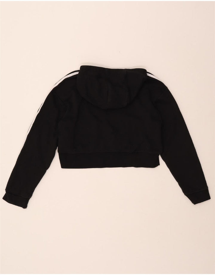 ADIDAS Piger Crop Grafisk Hoodie Jumper 11-12 År Sort Bomuld