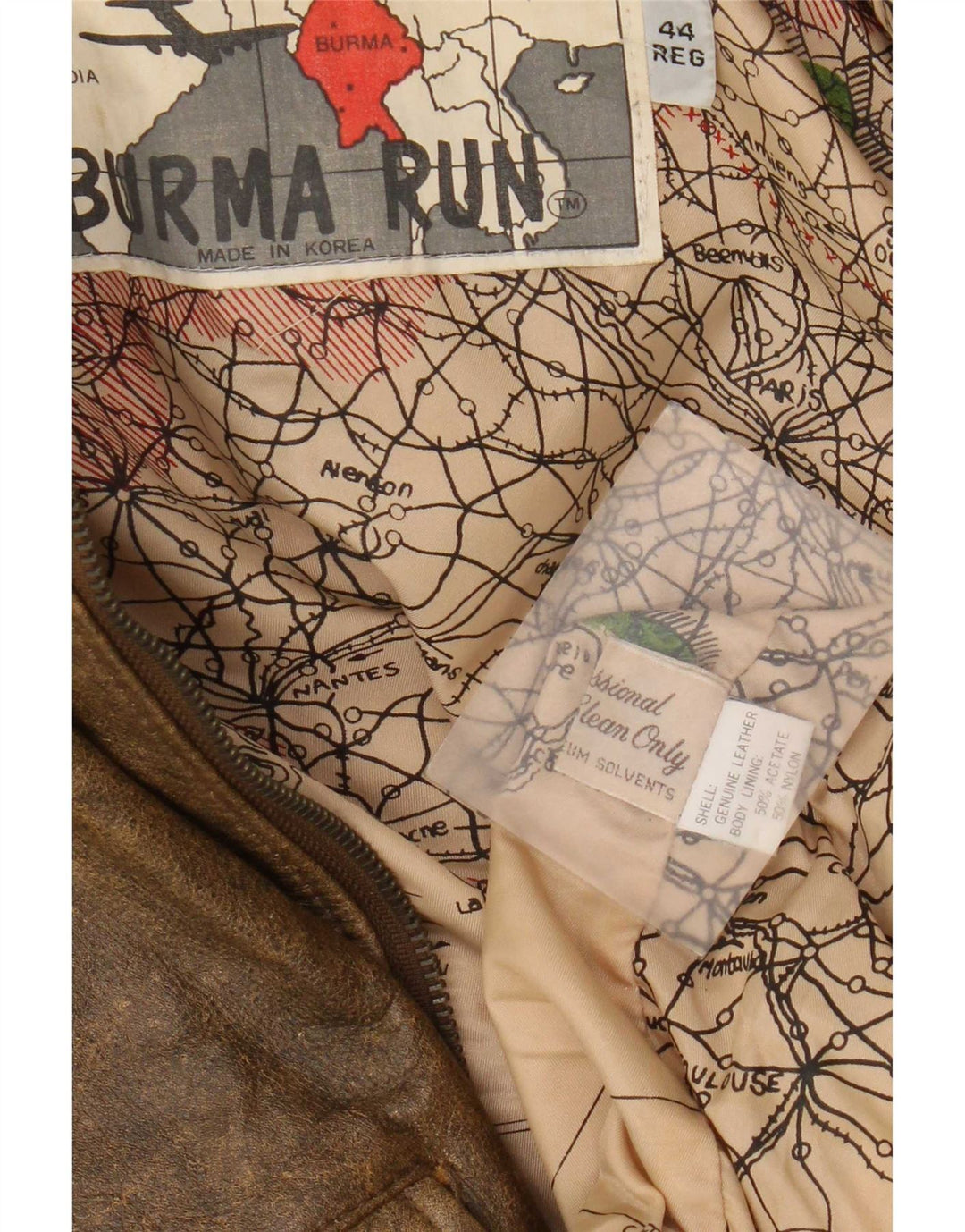Vintage Herre Military Læderjakke IT 44 XS Brun