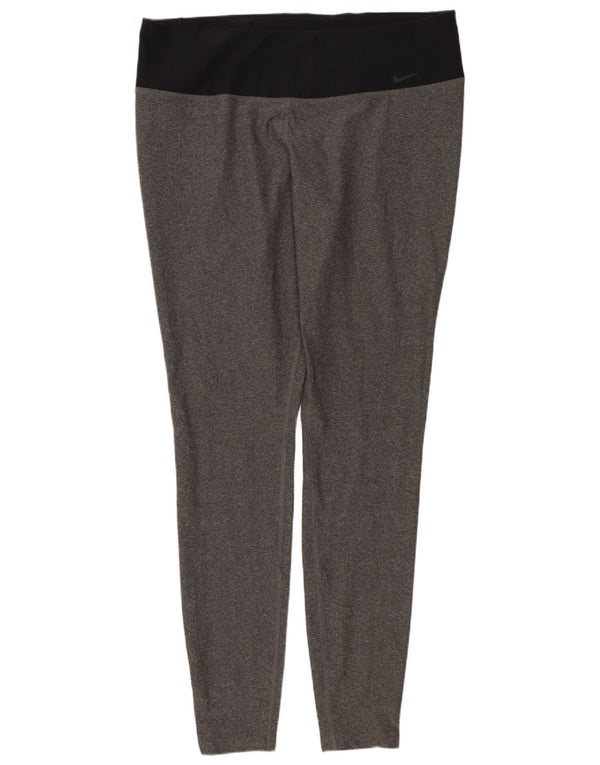 NIKE Dame Dri Fit Leggings UK 18 XL Grå Polyester