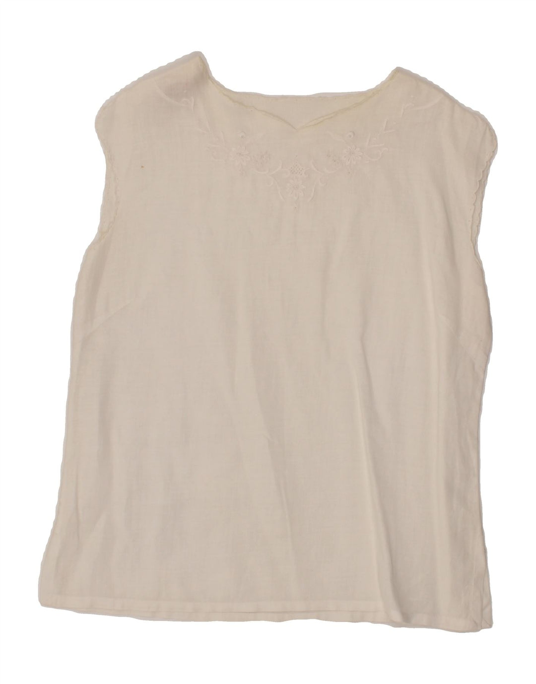 VINTAGE Womens Sleeveless Blouse Top EU 36 Small Off White Floral Vintage Vintage and Second-Hand Vintage from Messina Hembry 