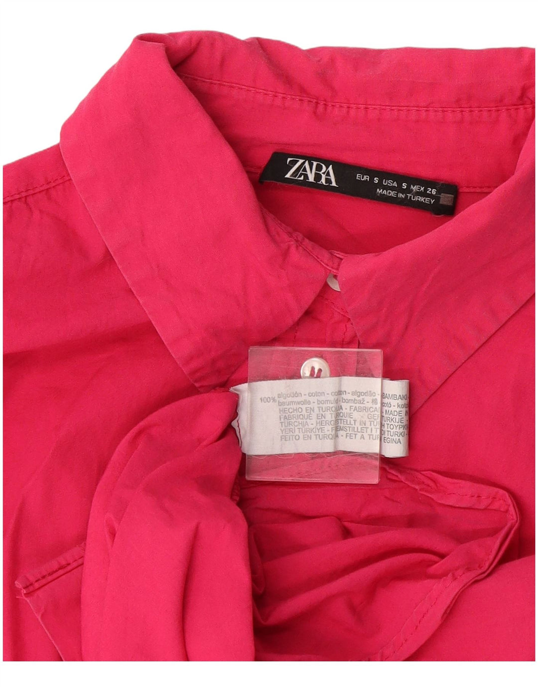 Zara Dame Oversized Shirt UK 10 Small Pink Bomuld