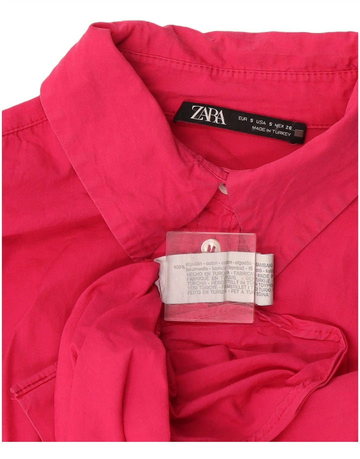Zara Dame Oversized Shirt UK 10 Small Pink Bomuld