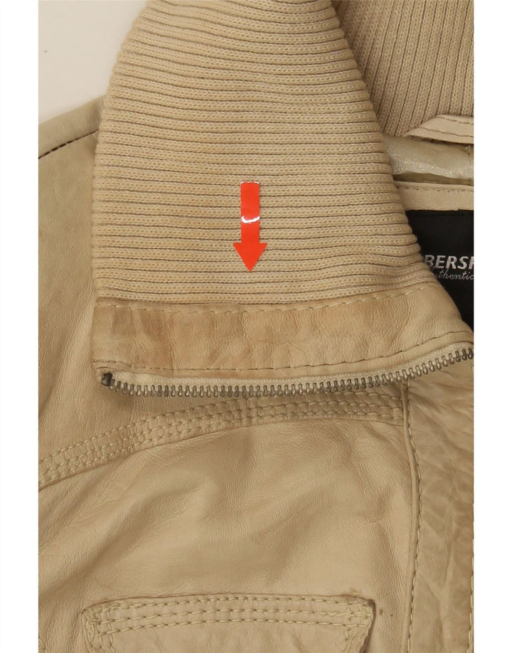 BERSHKA Womens Leather Jacket UK 14 Large Beige Sheepskin Vintage Bershka and Second-Hand Bershka from Messina Hembry 