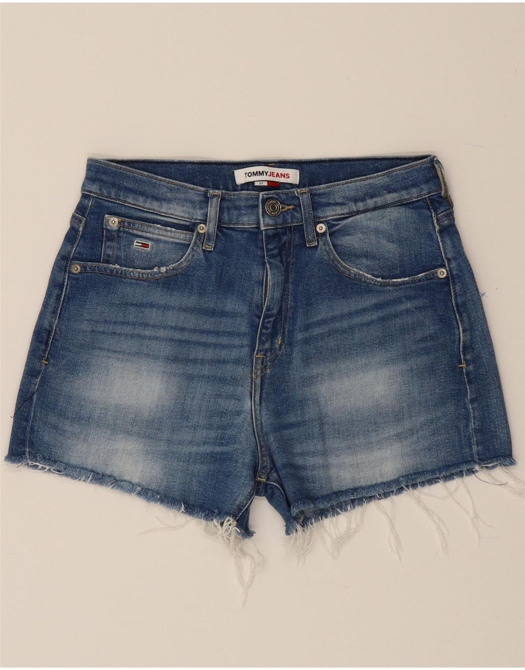 TOMMY HILFIGER Womens Denim Shorts W27 Small Blue Cotton Vintage Tommy Hilfiger and Second-Hand Tommy Hilfiger from Messina Hembry 