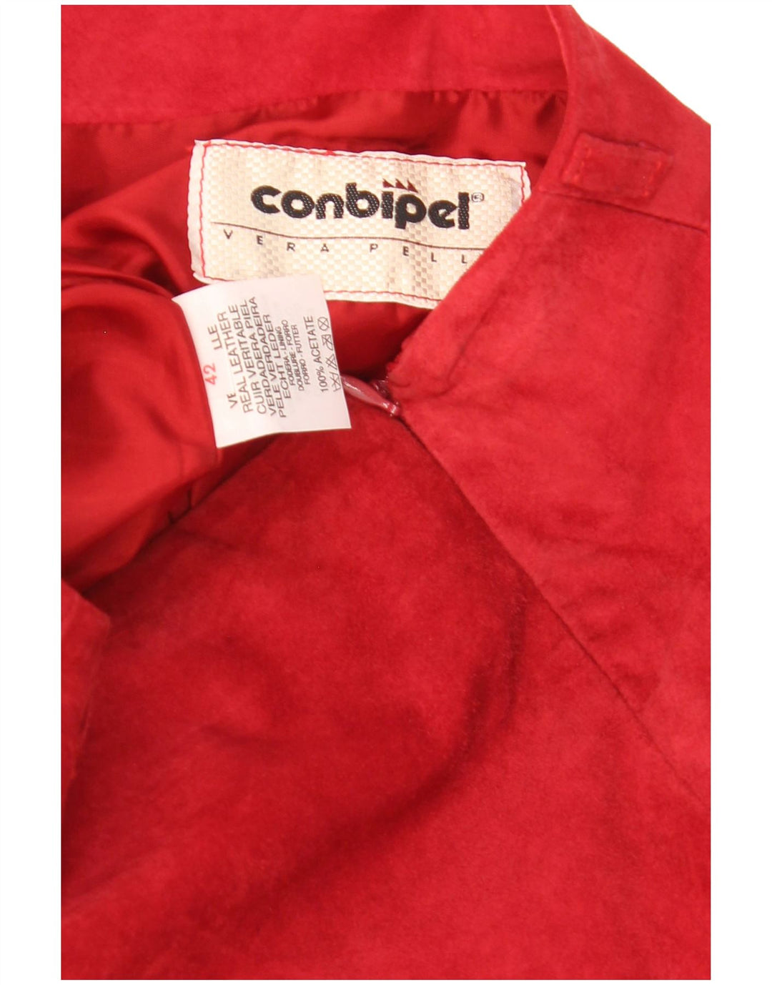 Conbipel Dame Ruskind Midi Nederdel IT 42 Medium W28 Rødt Læder