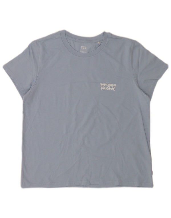Levi's Dame T-Shirt Top UK 16 Stor Blå Bomuld
