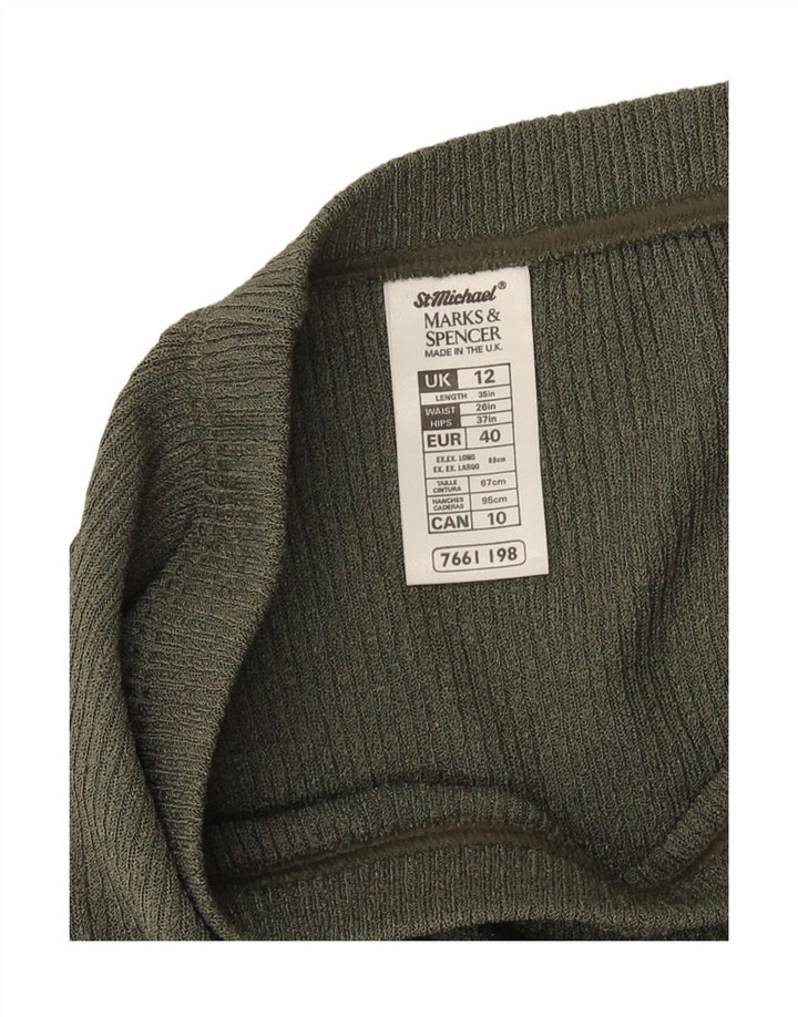 Marks & Spencer Damestrik midi-nederdel UK 12 Medium W28 Khaki Polyester