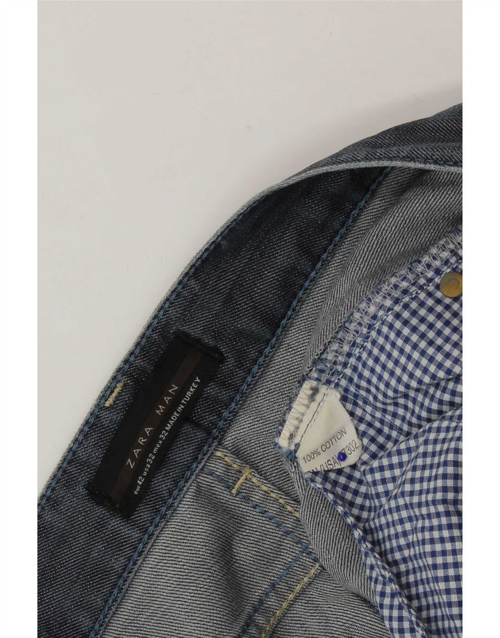 Zara Straight Jeans til mænd EU 42 Large W32 L30 Blå Bomuld