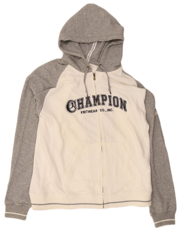 Champion Herre grafisk hættetrøje med lynlås 2XL Hvid Colourblock Bomuld