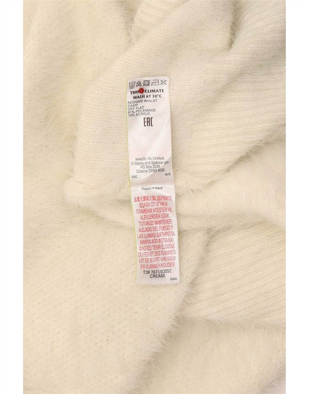 Marks & Spencer Dame V-hals sweater UK 16 Large Off White