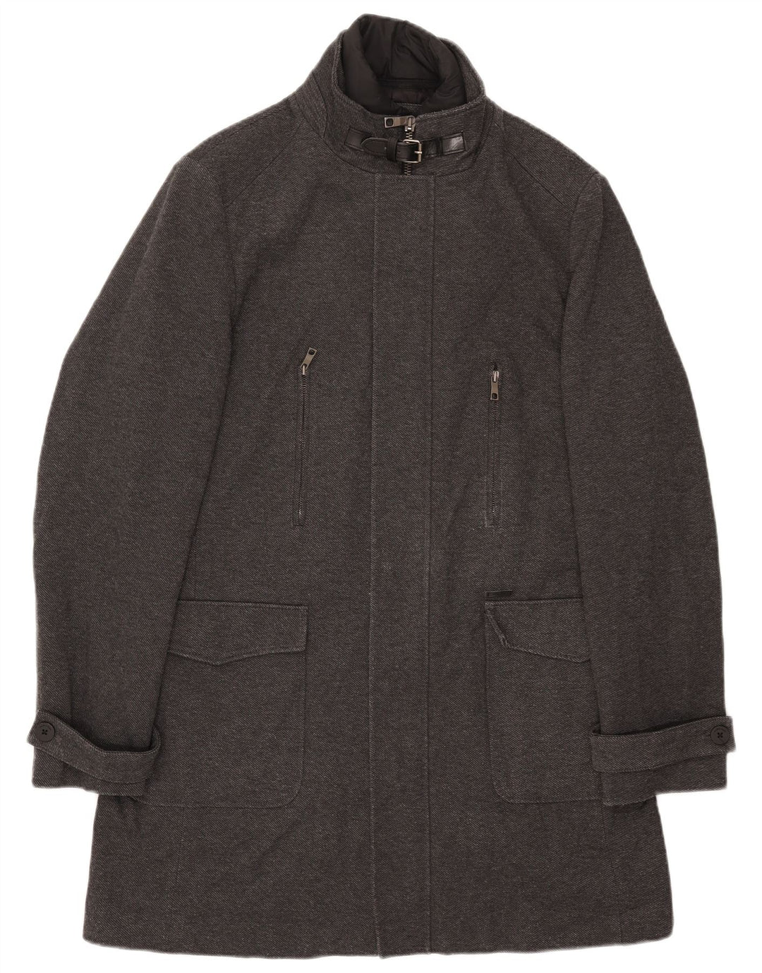 ZARA Overfrakke til mænd UK 42 XL Grå polyester