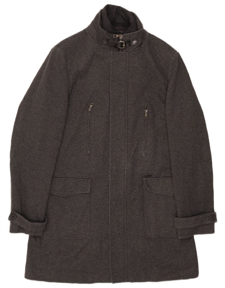 ZARA Overfrakke til mænd UK 42 XL Grå polyester