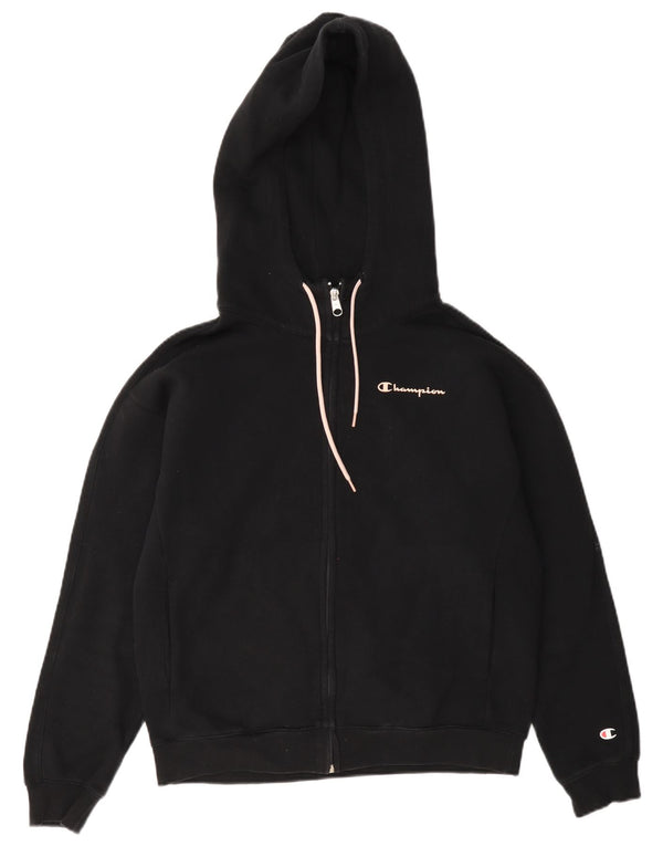 Champion Womens Relaxed Fit Hættetrøje med lynlås UK 10 Lille sort bomuld