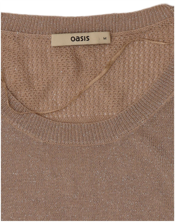 Oasis Dame Oversized Boat Neck Jumper Sweater UK 14 Medium Beige Flecked