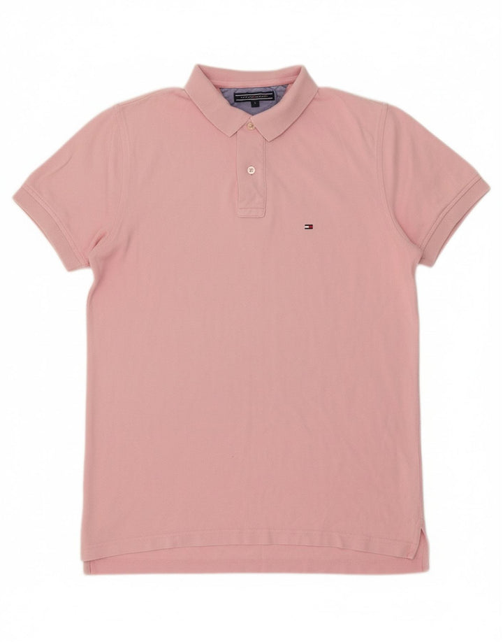 TOMMY HILFIGER Mens Polo Shirt Small Pink Cotton
