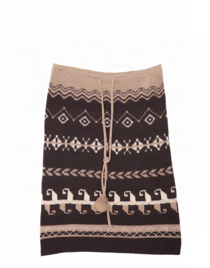 Benetton Damestrik Midi-nederdel One Size Brun Geometrisk Uld Etnisk