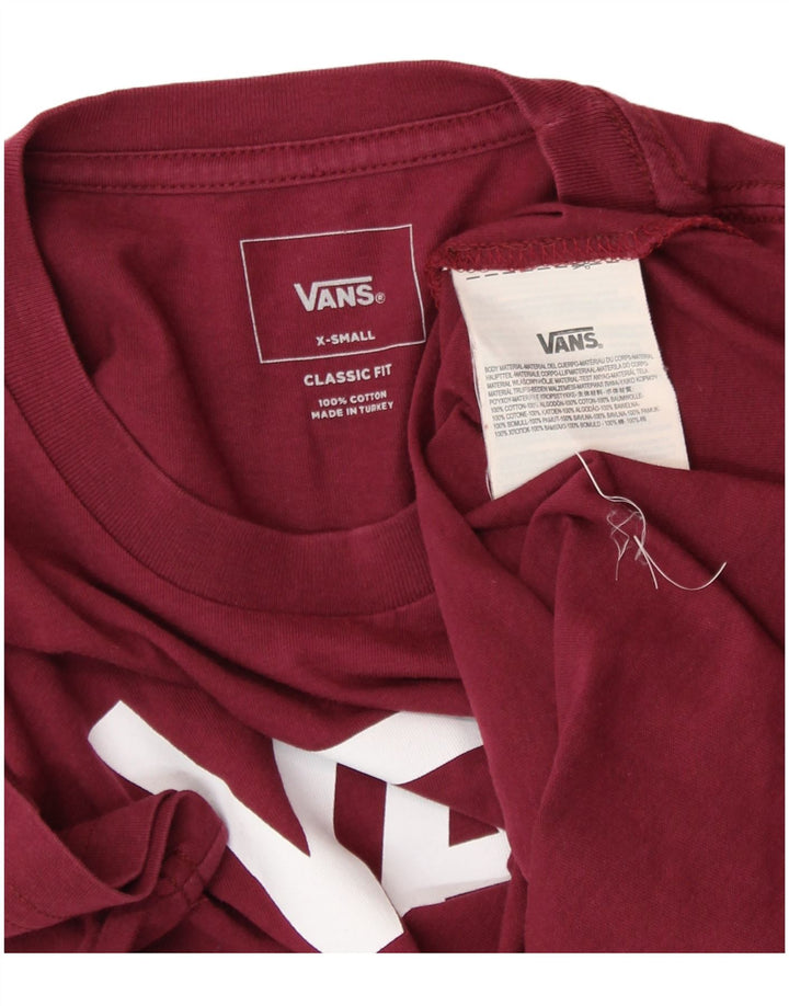 VANS Dame Classic Fit Grafisk T-Shirt Top UK 6 XS Bourgogne bomuld