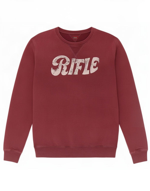 Rifle Mens Graphic Sweatshirt Jumper XL Burgundy Cotton