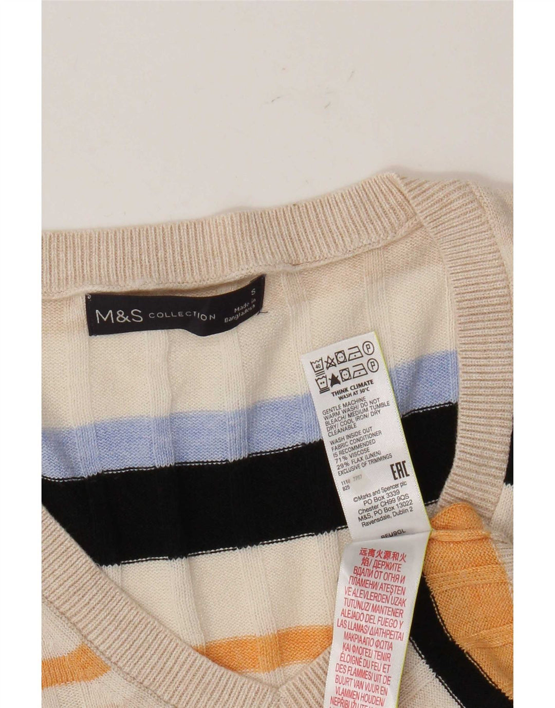 Marks & Spencer Damevest Tank Top UK 10 Small Multicolored Striped