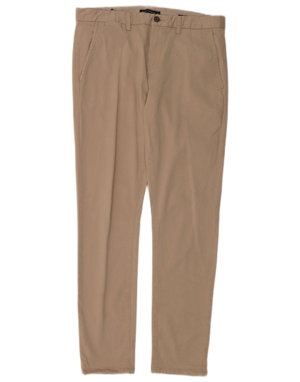 French Connection Mens Slim Chino Trousers W34 L32 Beige Cotton