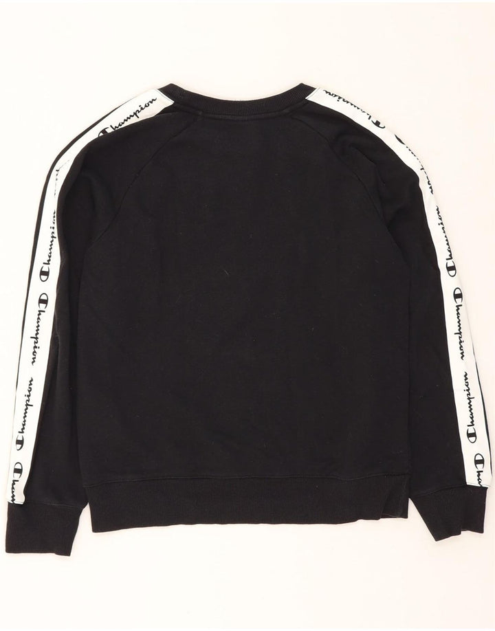 CHAMPION Womens Graphic Sweatshirt Jumper UK 12 Medium Black Colourblock Vintage Champion and Second-Hand Champion from Messina Hembry 