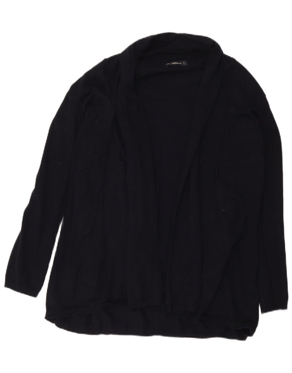 Zara Kvinders Åben Cardigan Sweater UK 14 Large Sort Viskose