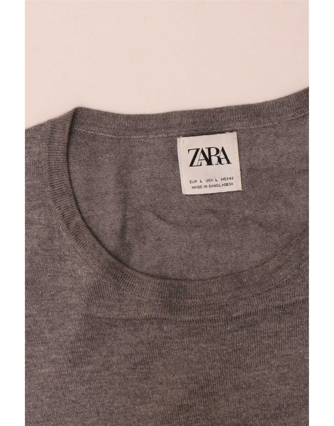Zara Herre trøje med rund hals, stor grå