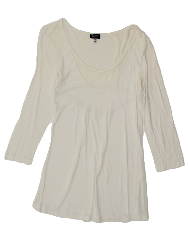ARMANI JEANS Womens 3/4 Sleeve Tunic Top UK 12  Medium White Vintage Armani Jeans and Second-Hand Armani Jeans from Messina Hembry 