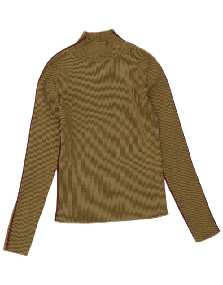 Zara Dame Top Langærmet UK 14 Stor Khaki Viscose