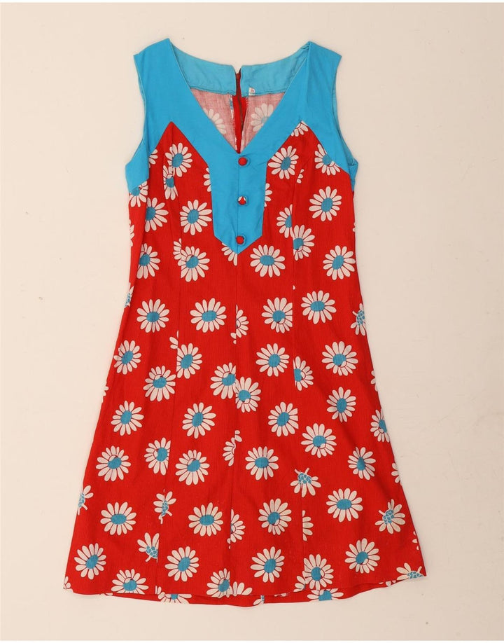 VINTAGE Womens Sleeveless A-Line Dress IT 44 Medium Red Floral