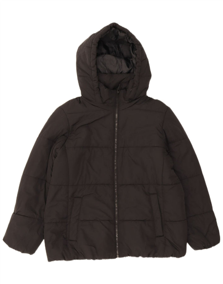 Marks & Spencer Polstret hættejakke til kvinder UK 16 Stor sort polyester