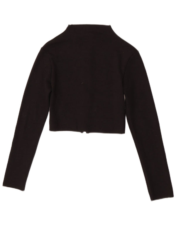 Zara Womens Crop Cardigan Top UK 12 Medium Black Viscose