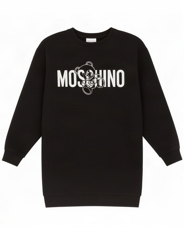 Moschino Girls Graphic Sweatshirt Jumper Dress 13-14 Years Black Cotton