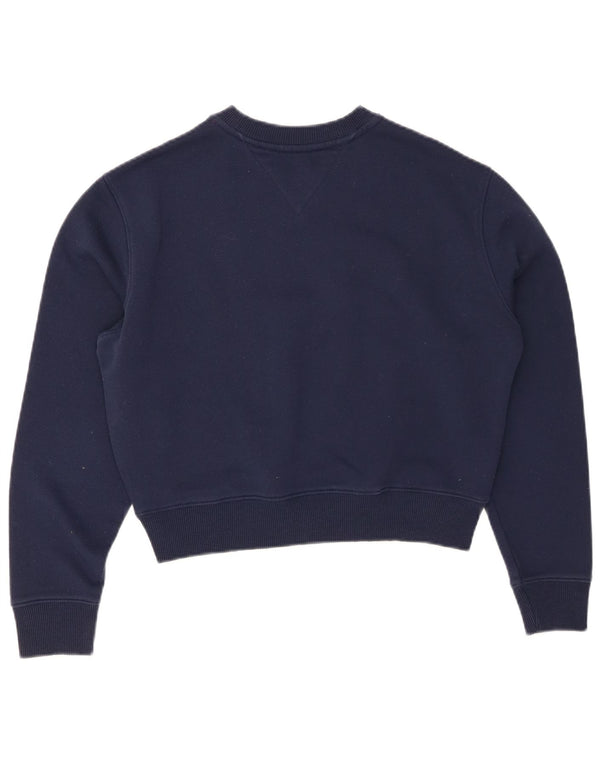 TOMMY HILFIGER Dame Crop Sweatshirt Jumper UK 10 Small Navy Blue