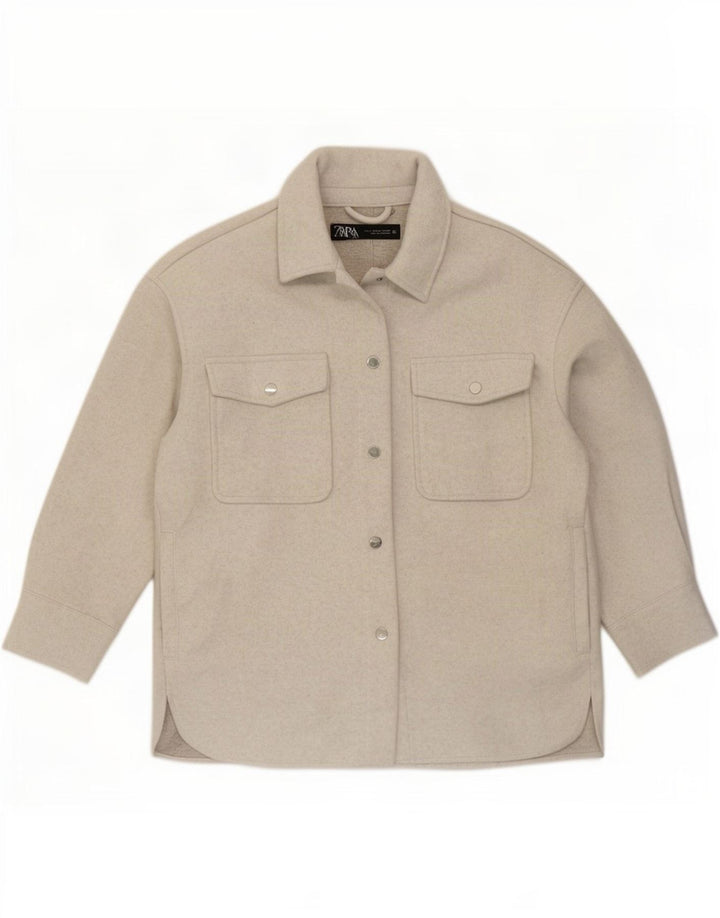 Zara Dame Shacket Jacket UK 14 Medium Grey Polyester
