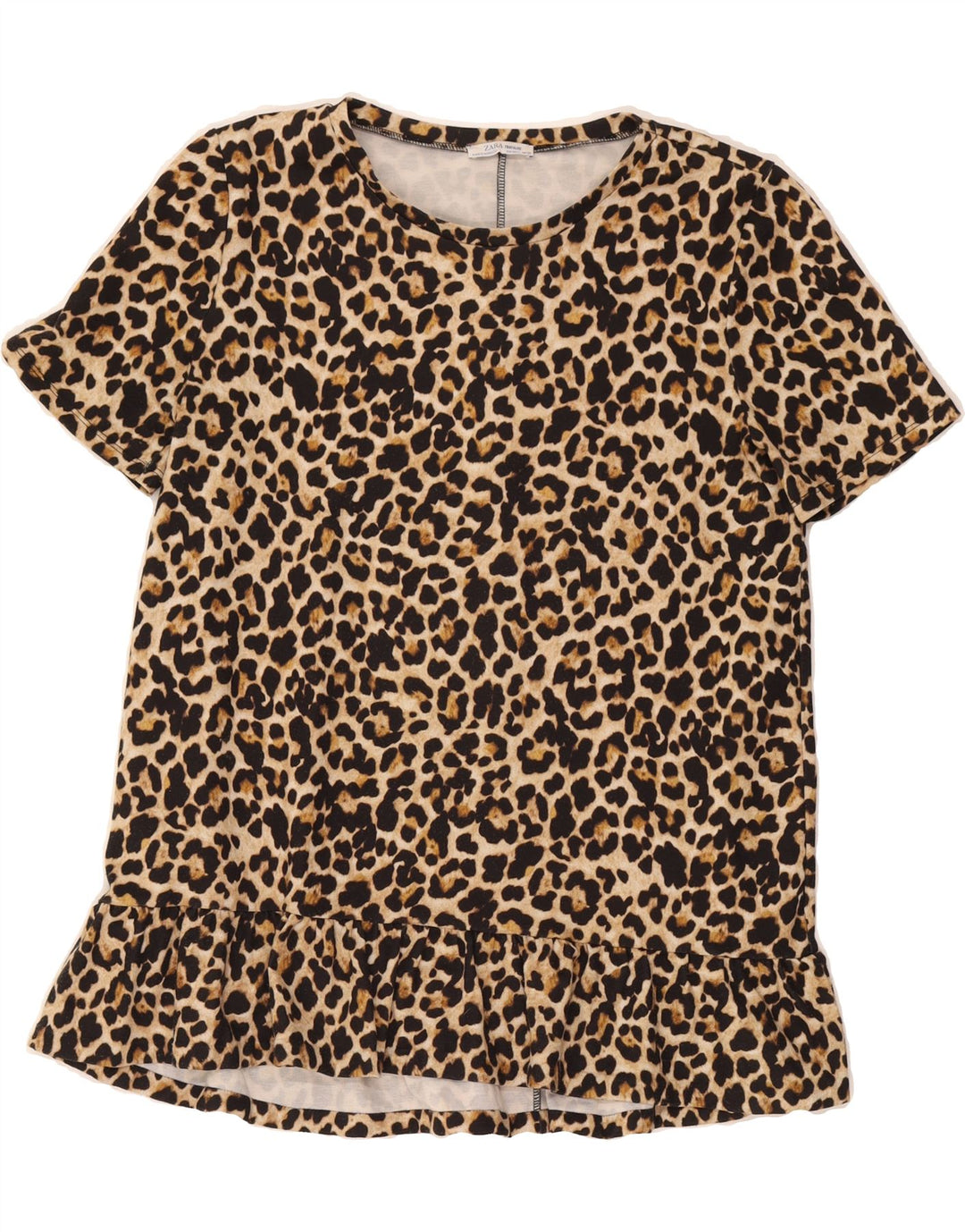 ZARA Womens Blouse Top UK 16 Large Brown Animal Print Vintage Zara and Second-Hand Zara from Messina Hembry 